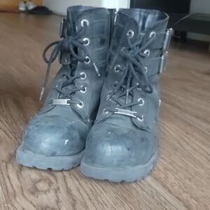 Harley Davidson Black Women's Heavy Weight Leather Riding Moto Boots size 5